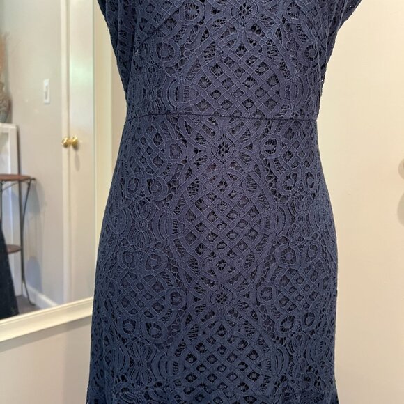 Tommy Hilfiger Navy Blue Lace Cap Sleeve Hi Low Dress, Size 6 - Picture 5 of 16